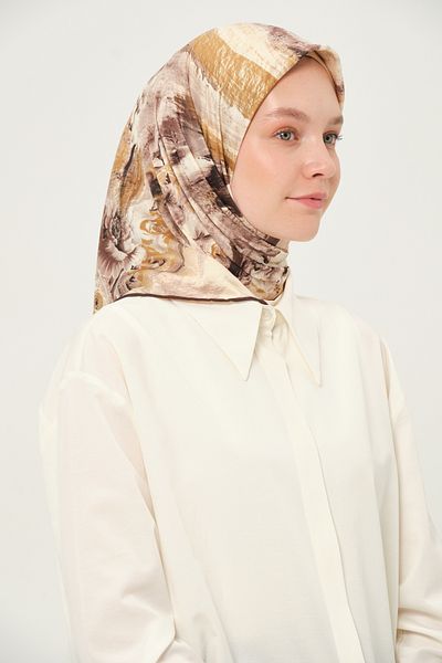 Madame Polo Τυπωμένο Φουλάρι Rayon Πολύχρωμο Αντιολισθητικό 90x90 εκ
