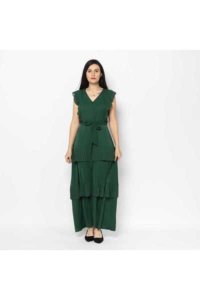 Nichii Long Waist-Belt Dress Without Sleeves