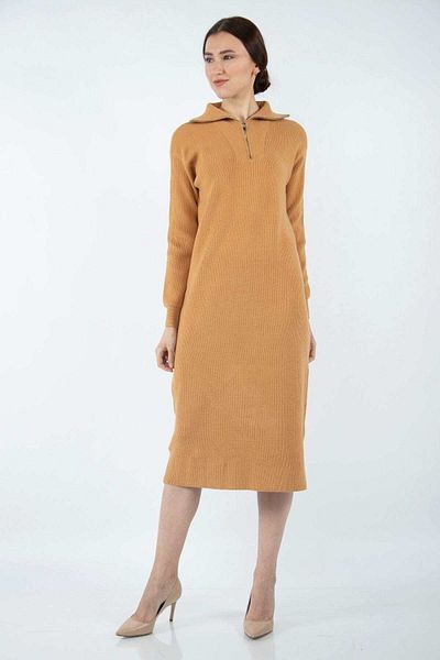 Nichii Women's Long Sleeve Wide Neck Winter Midi Dress