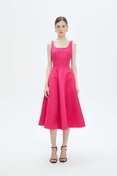 Nichii Embroidered Hem Sleeveless Midi Dress