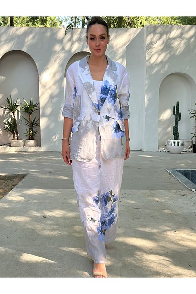 Butik Esra Kandemir Summer Linen Pants Jacket Set
