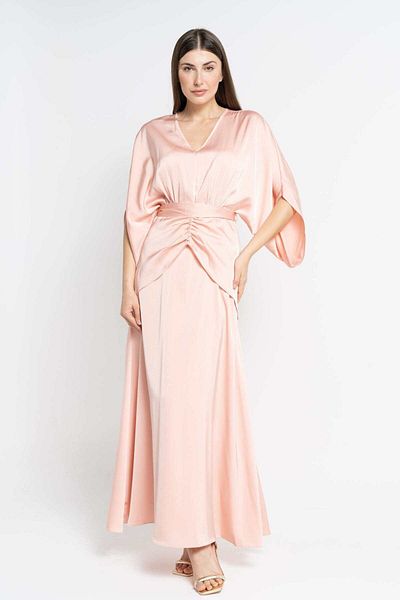 Nichii Solid Ruffled Maxi Dress with Butterfly Sleeves