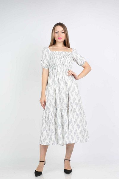 Nichii Square Neck Short Sleeve Midi Dress