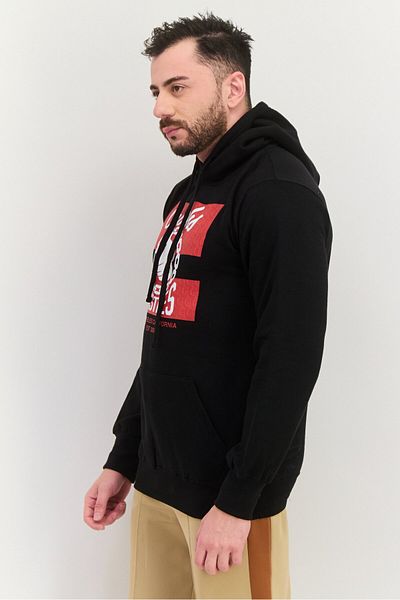 CROOKS CASTLES Men Printed Long Sleeve Hooded Sweatshirt, Black
