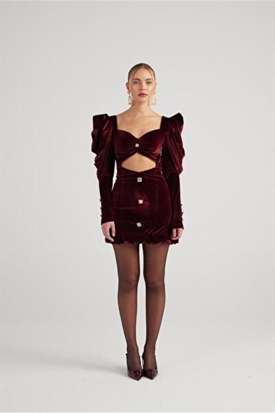 ticimax Markano raquel dress burgundy