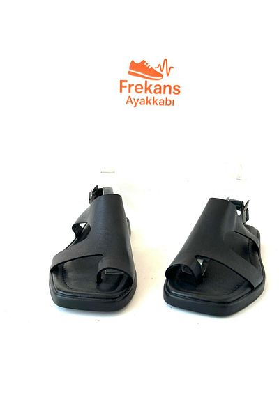 NEWGÜLTEKİN Genuine Leather Hafi Soft Head Stylish Sandals with Separate Paramk Design
