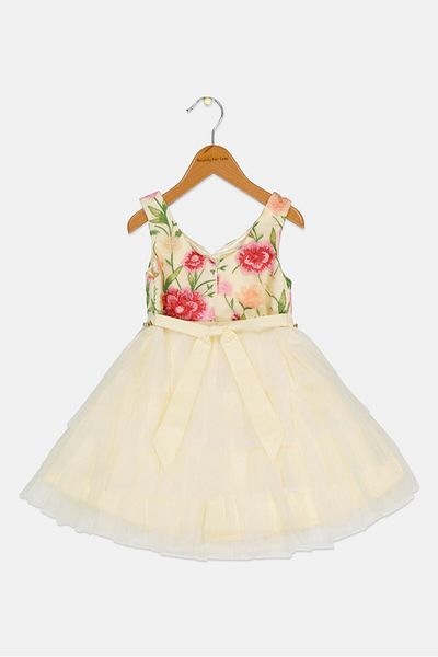 American Princess Toddlers Girl Embroidered Partywear Dress, Multicolor
