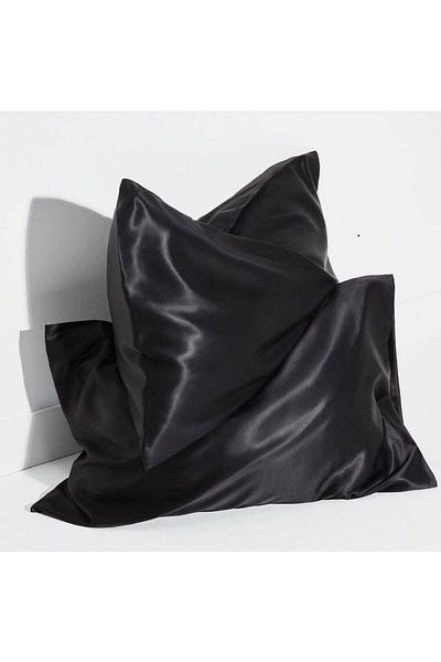 Hangora Antibacterial Anti-Sweat Silk Satin Pillowcase Set of 2 50X70 Black