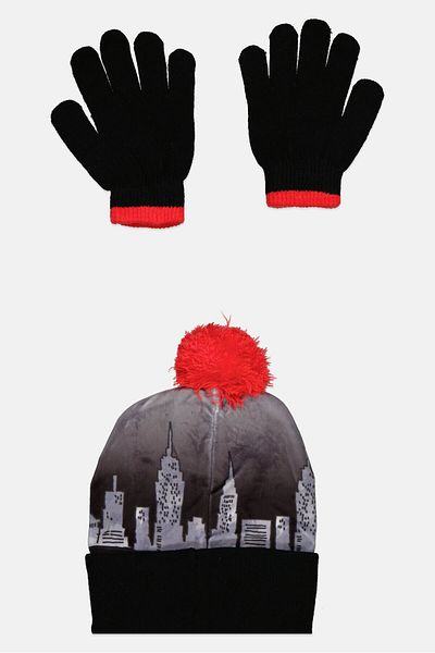 Friends Kids Girl 2 Pcs Beanie And Gloves Set, Black