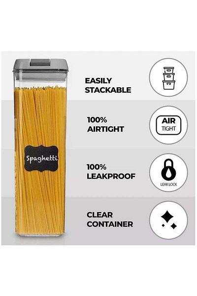 Saharaz 7 Pack Airtight Kitchen Storage Organizer,Stackable Boxes Containers with Labels,Cereal & Dry Food
