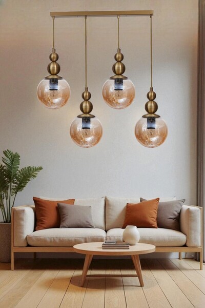 Lumexx YAREN 4 LÜ SIRALI ESKİTME BAL CAMLI SARKIT