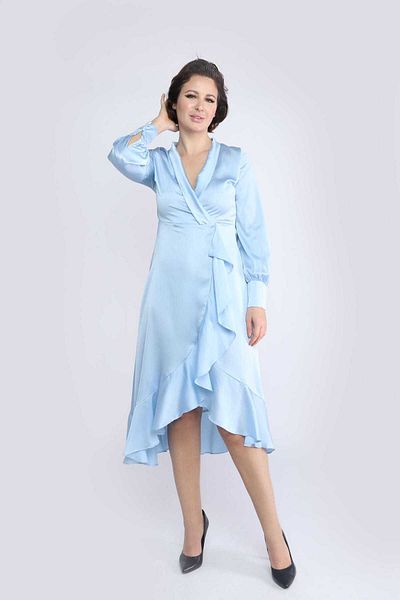 Nichii Soft Satin Long Sleeve Wrap Midi Dress