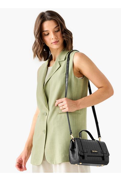 Flora Bella by Shoexpress Flora Bella Textured Crossbody Bag with Detachable Strap and Flap Closure
