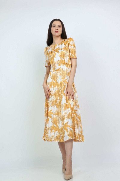 Nichii Floral Short-Sleeve Midi Dress