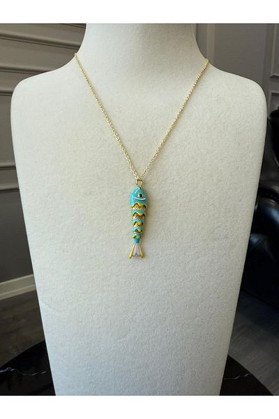 Store Mineli Steel Blue Fish Luck Necklace