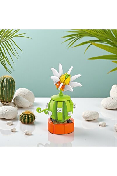 FLORİST | Mini Botanica | Cıvıltı Çiçeği – Echinopsis Kaktüs Modeli – DIY 3D Yapboz Mini Saksı Blok Seti