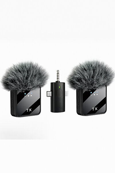 qasul 2 Lİ KABLOSUZ YAKA MİKROFONU iOS, Android, Kamera, USB-C , Video Kaydı, Vloglama, YouTube uyumlu