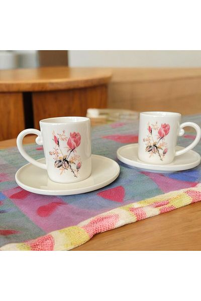 WPAWZ Flower Series Nova Gold Set of 2 Porcelain Coffee Cups