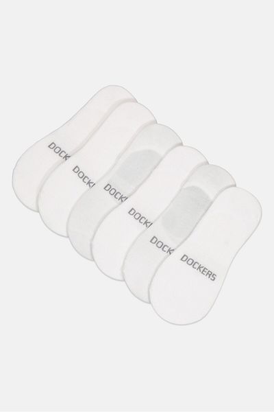 Dockers Men 6 Pairs Brand Logo Mid-Cut Socks, White