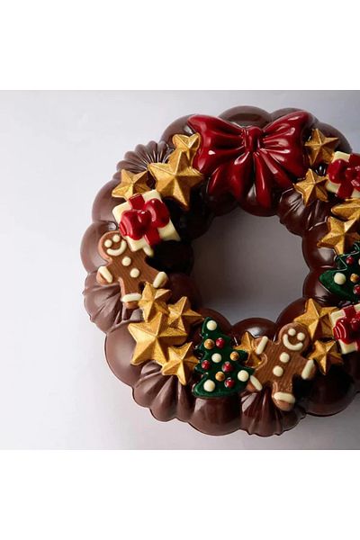 Pavoni 3d Christmas Wreath Mold Set, 2 Chocolate Themes, 180×55mm