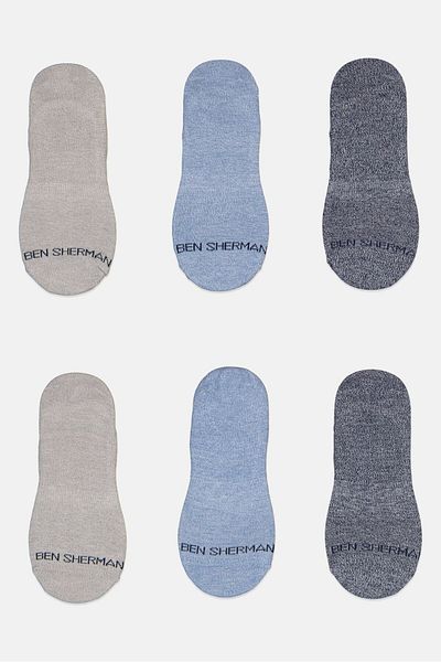 Ben Sherman Men 6 Pairs Brand Logo No Show Liner Socks, Multicolor
