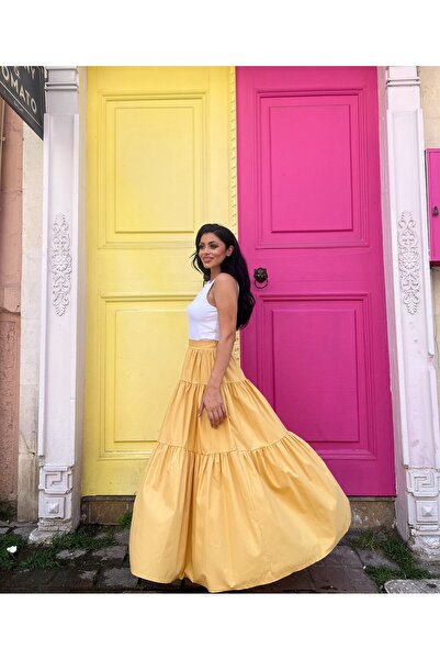 KÜÇÜĞÜM BUTİK Mustard Layered Poplin Skirt