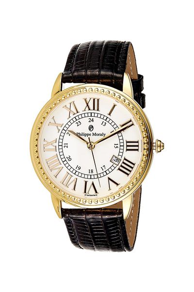 Philippe Moraly of Switzerland Men's Leather Analog Watch