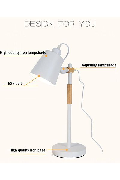 COOYA Reading Desk Lamp,Desk Lamp,Adjustable,USB Powered,Elegant Design,White 20x20x46cm