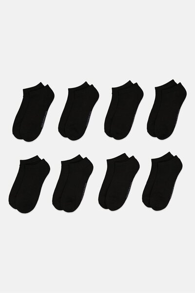 Ben Sherman Men 8 Pairs Brand Logo Ankle Cut Socks, Black