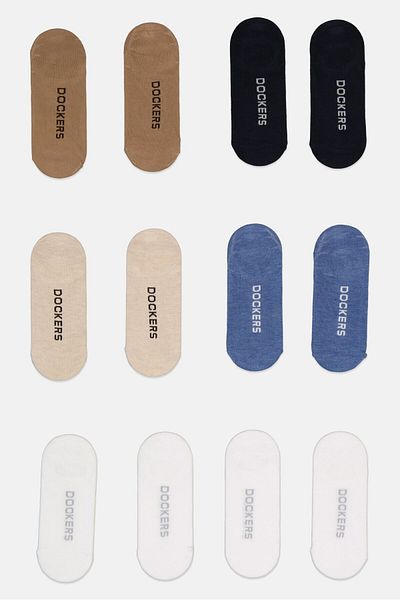 Dockers Men 12 Pairs Brand Logo Silicon Heel Grip Socks, Multicolor