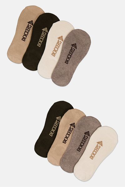 Dockers Men 8 Pairs Brand Logo Silicone Heel Grip Socks, Multicolor