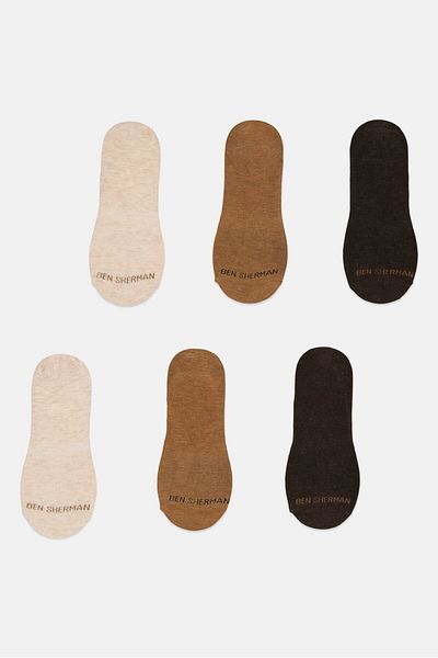 Ben Sherman Men 6 Pairs Brand Logo No Show Socks, Multicolor