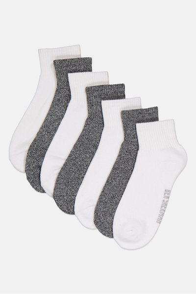 Ben Sherman Men 7 Pairs Brand Logo Quarter Cut Socks, Multicolor
