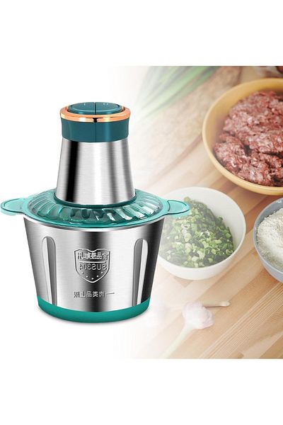 Saharaz Food Processor, 3L Stainless Steel Electric Meat Grinders, with 4 Sharp Blades (3L)