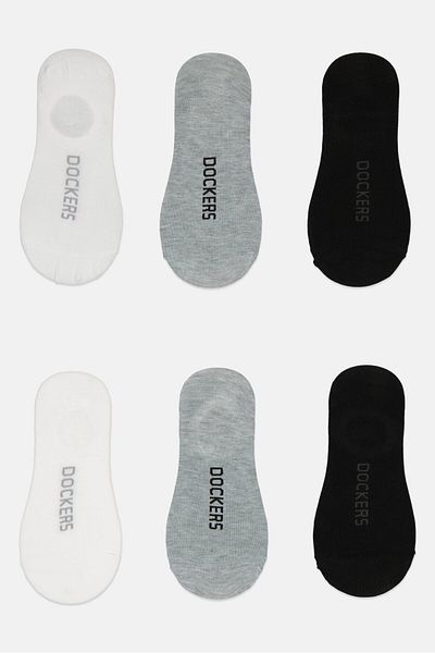 Dockers Men 6 Pairs Brand Logo Silicone Heel Grip Socks, Multicolor