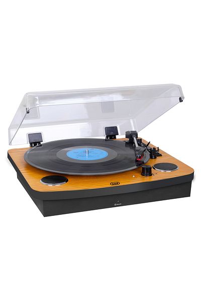 Trevi Retro Vintage Wooden Stereo Bluetooth USB Vinyl Record Player 33/45/78 RPM Speakers 6W Cherry