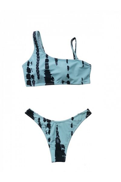 FUBA Costum de baie, sutien tip bustieră, slip brazilian cu talie înaltă