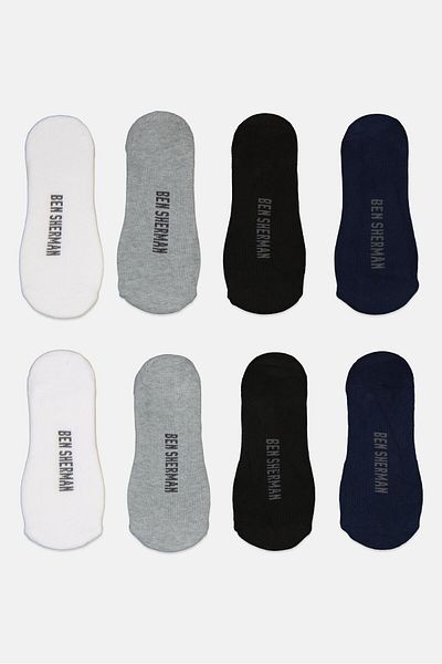 Ben Sherman Men 8 Pairs Brand Logo No Show Cut Socks, Multicolor