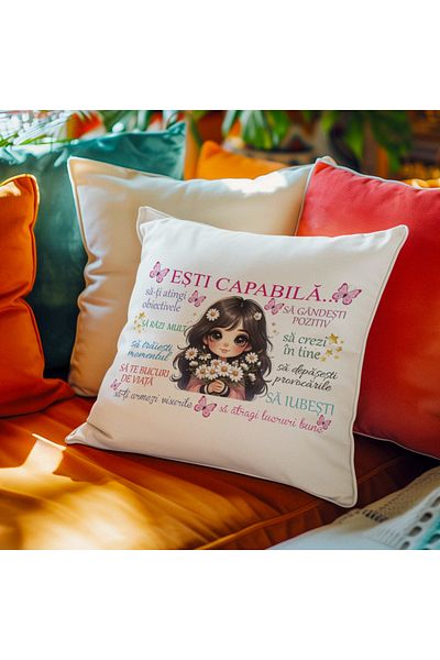 ROPRESSO Personalized pillow with motivational message – "You Are Capable" | Gift for women, girls, teenagers