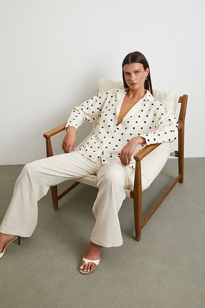Never more Polka Dot Oversize Shirt Black