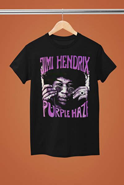 MAGORS تيشيرت نسائي من القطن مطبوع عليه جيمي هندريكس ذو ياقة دائرية وقصة عادية وأكمام قصيرة