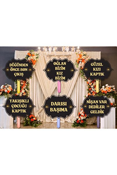 Kozalak Tasarım Nişan Töreni Özel Gün Temalı El Pankartları 6 Parça