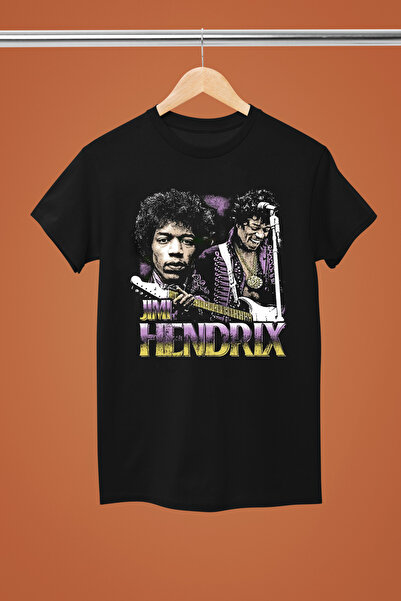 MAGORS تيشيرت نسائي من القطن مطبوع عليه جيمي هندريكس ذو ياقة دائرية وقصة عادي...