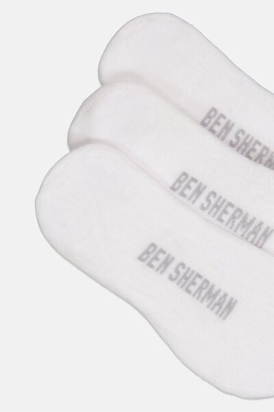 Ben Sherman Men 8 Pairs Brand Logo No Show Cut Socks, White