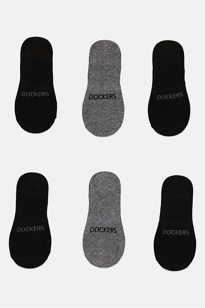 Dockers Men 6 Pairs Brand Logo Silicone Heel Grip Socks, Multicolor