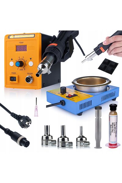 Rosfix PROFESJONALNA STACJA LUTOWNICZA HOT-AIR 858D + TYGIEL + FLUX RMA-223