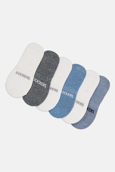 Dockers Men 6 Pairs Brand Logo Silicone Heel Grip Socks, Multicolor