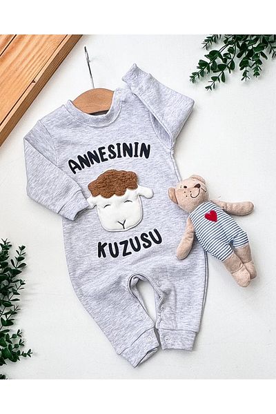 BEBENAZ Gray Color Mother's Lamb Printed Baby Jumpsuit
