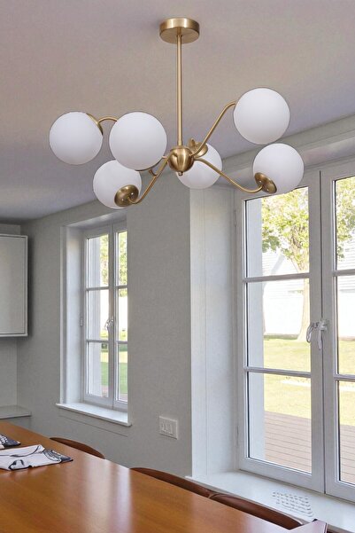 Lumexx YENİ AHTAPOT 6 LI ESKİTME BEYAZ CAMLI AVİZE