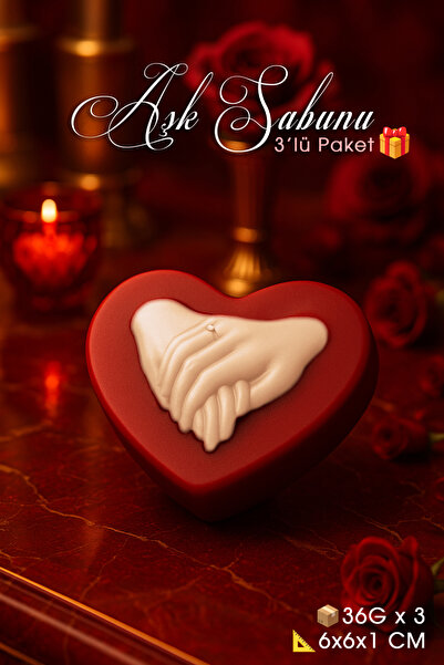 FANTASTİK SANAT ATÖLYESİ 3'lü Afro Kokulu Kalp Şeklinde Aşk Temalı El Sabunu ...